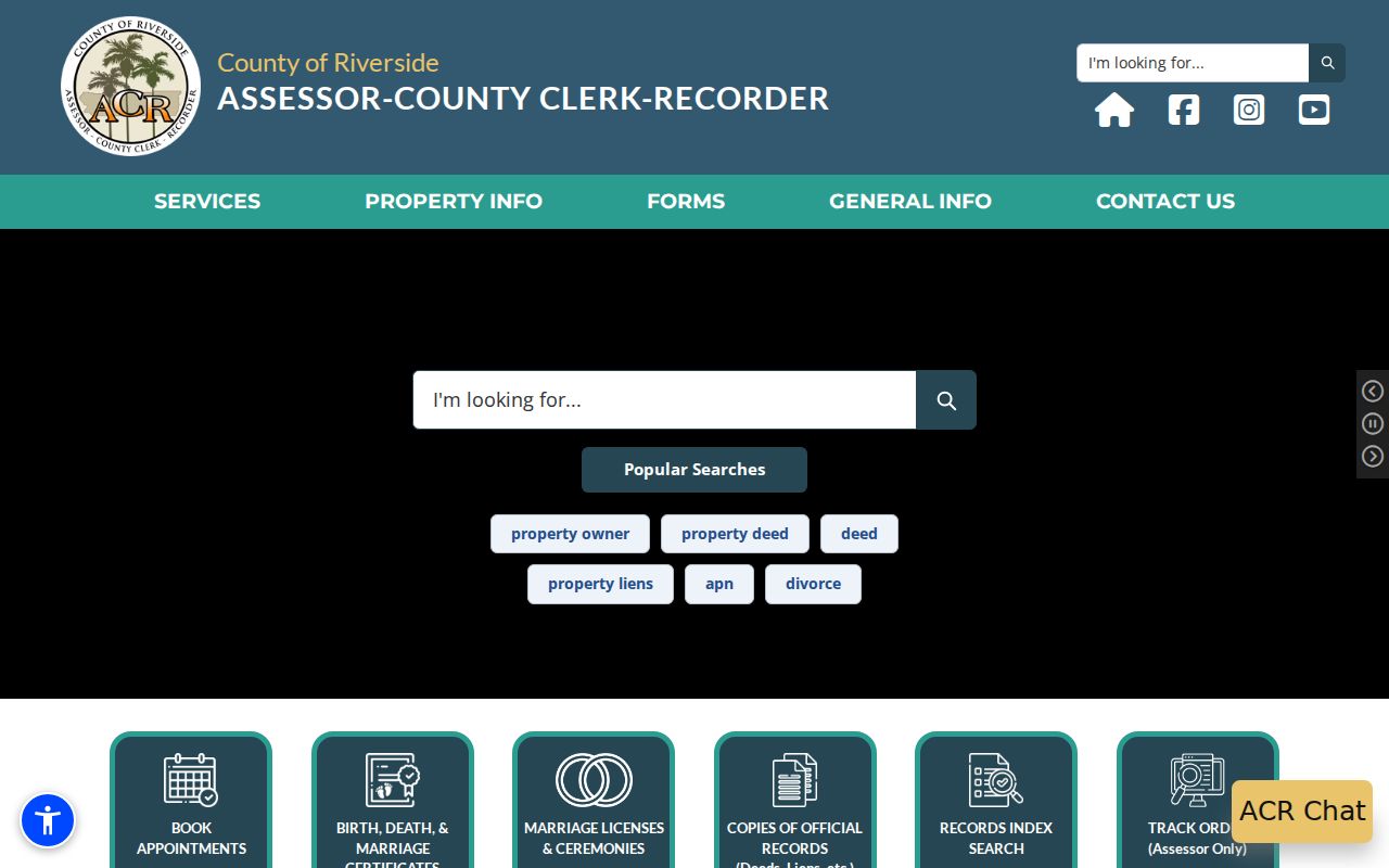 Riverside previous residents Assessor-County Clerk-Recorder records
