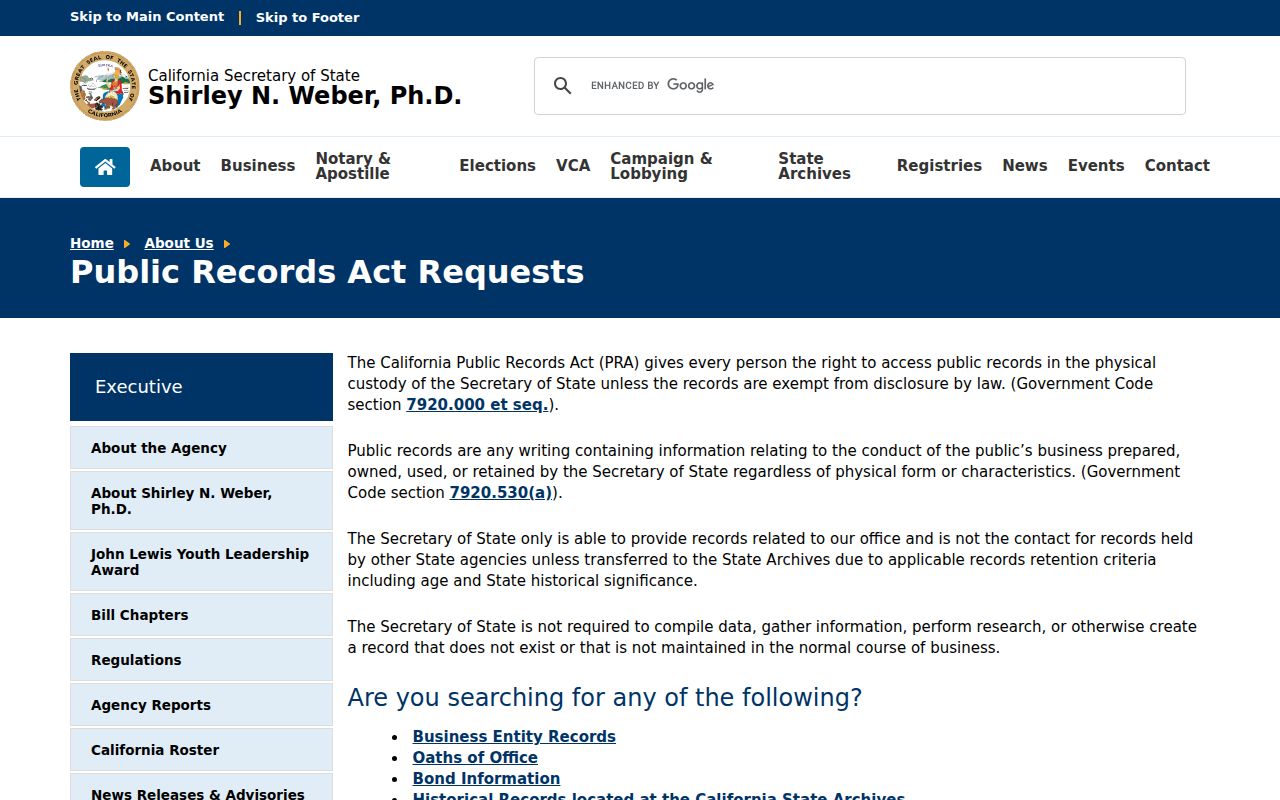 Riverside residents directory California public records request