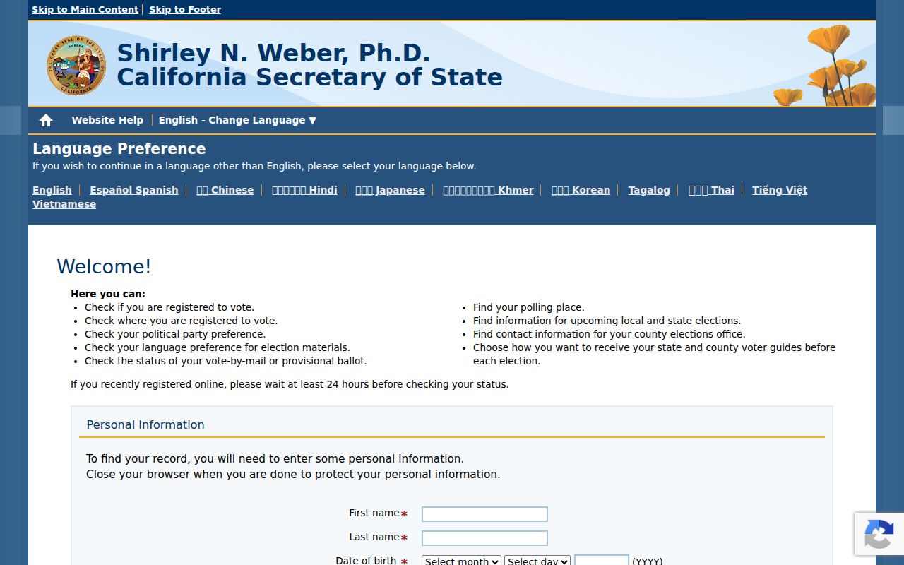 Riverside residents directory California My Voter Status search