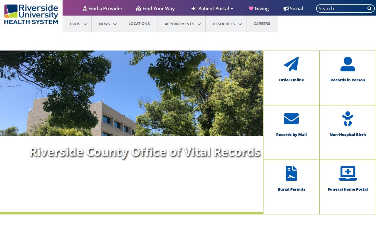 Riverside residents directory county vital records applications