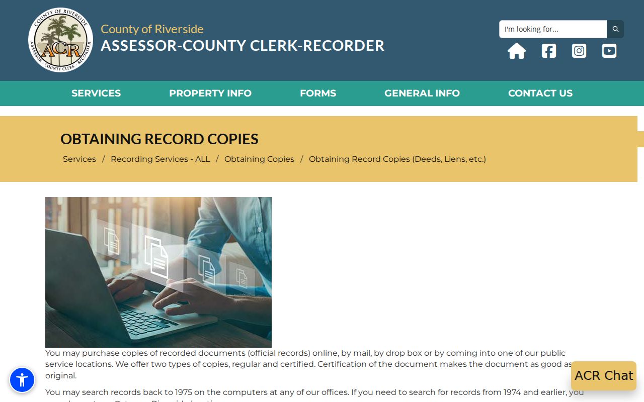 Riverside street directory recorded document copy options